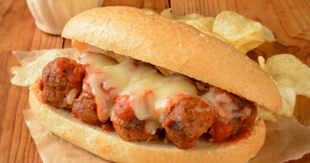 Meatball sandwiches with frozen meatballs in the air fryer.