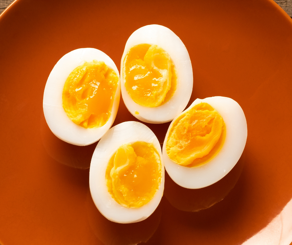 Medium Boiled Eggs sliced on a plate