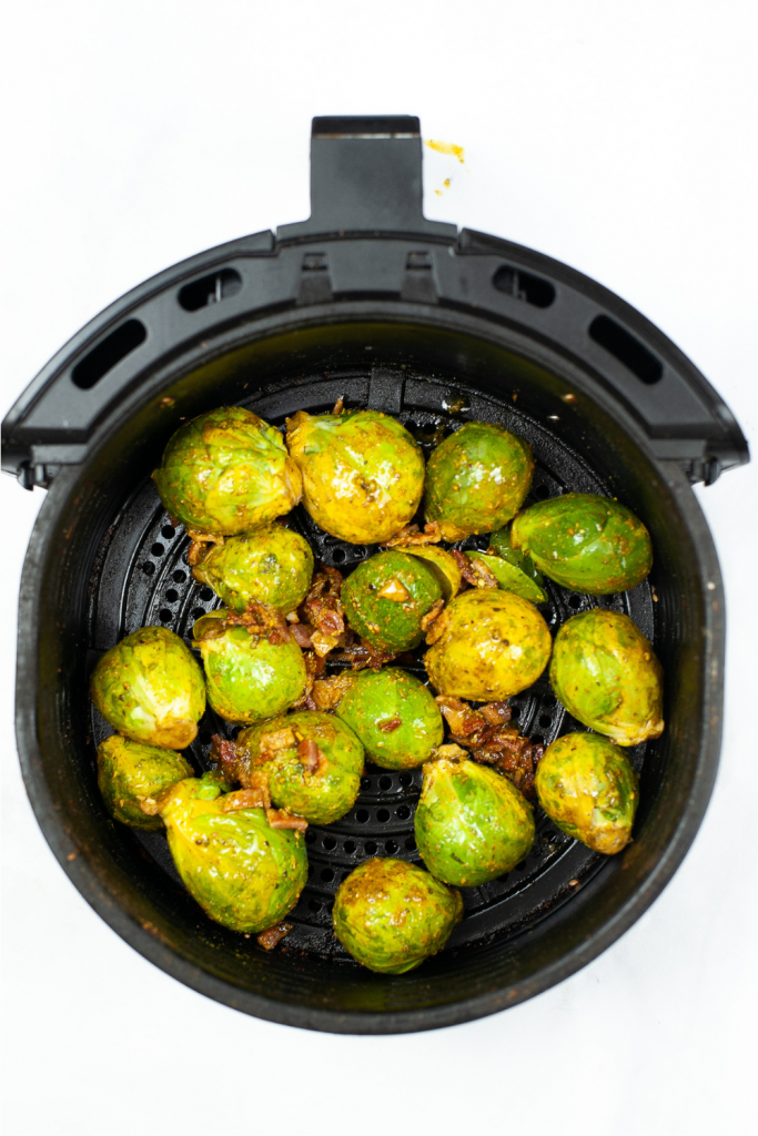 Brussel sprouts in the air fryer with bacon