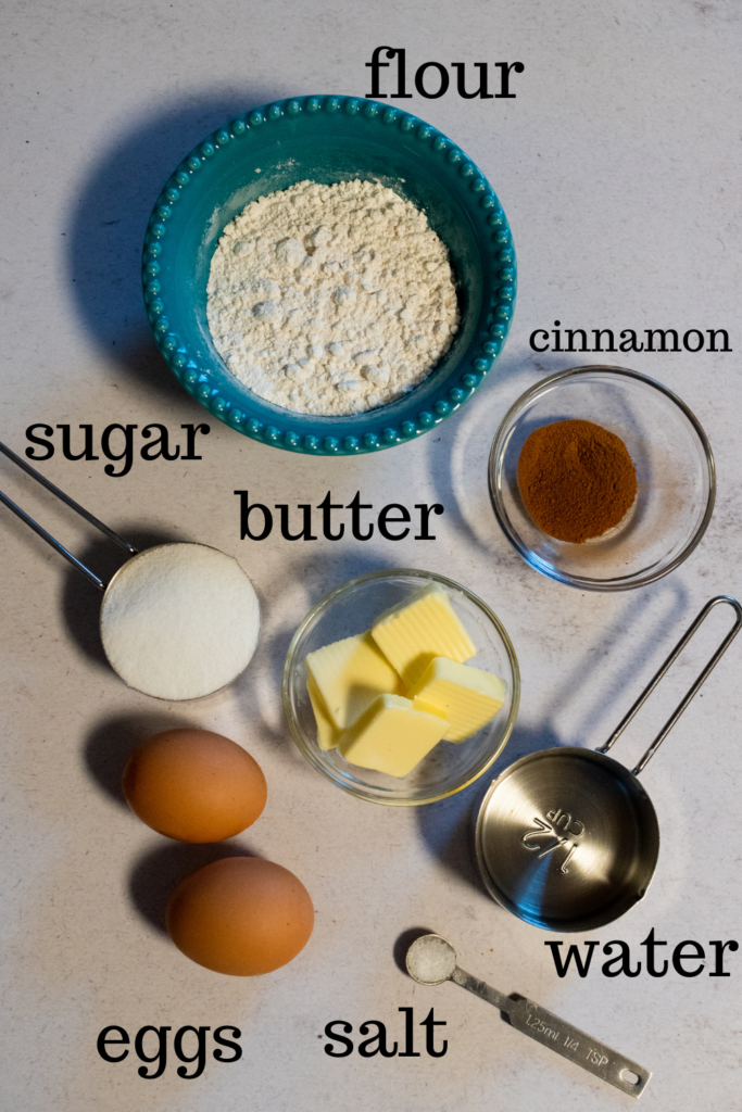 Ingredients to make the air fryer churros