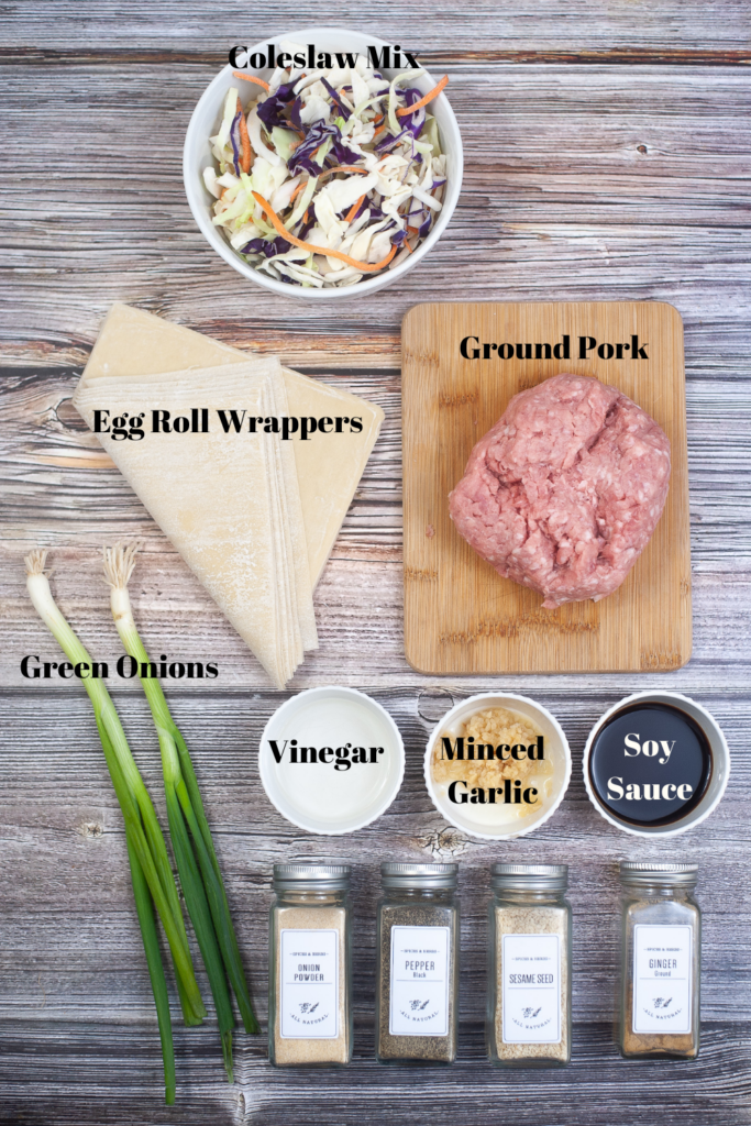 Ingredients to make Air Fryer Pork Egg Rolls