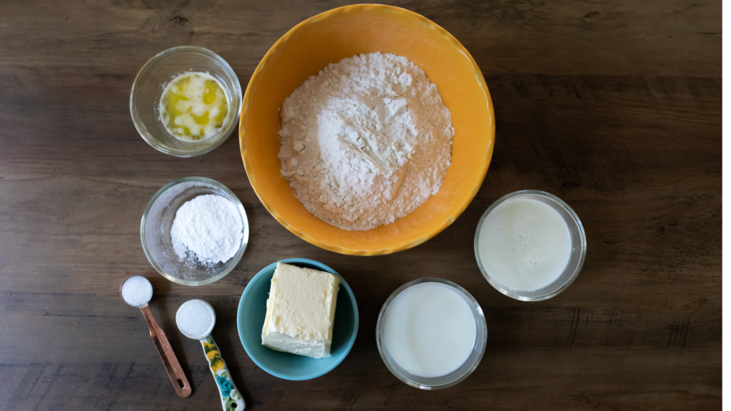 Ingredients to make air fryer buttermilk biscuits