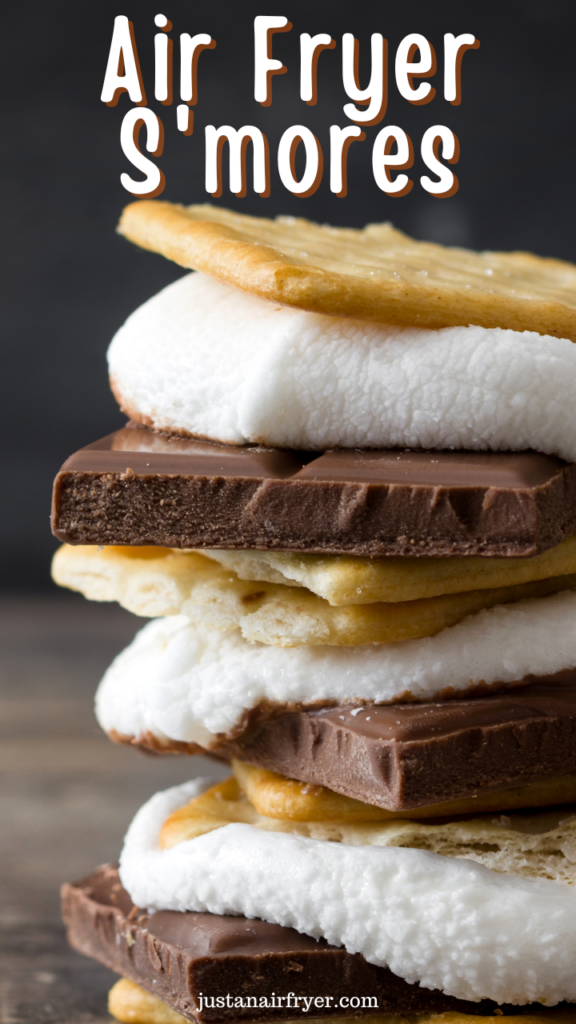 A super close up image of air fryer s'mores