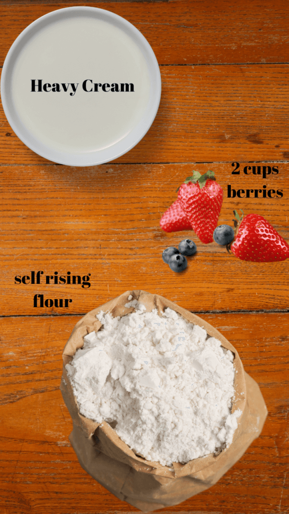 Ingredients to make this berry cobbler in the air fryer
