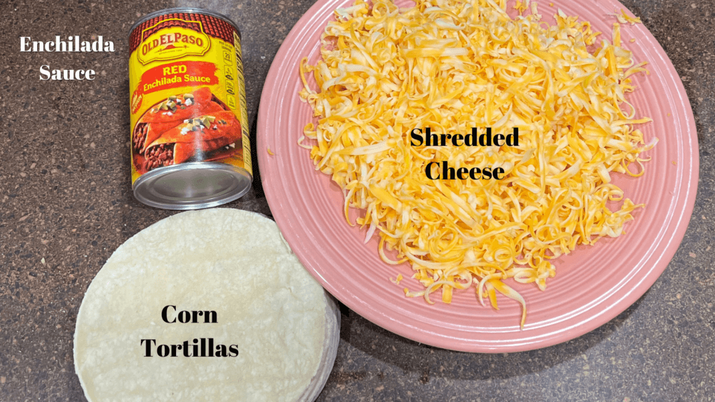 Ingredients to make air fryer cheese enchiladas. 