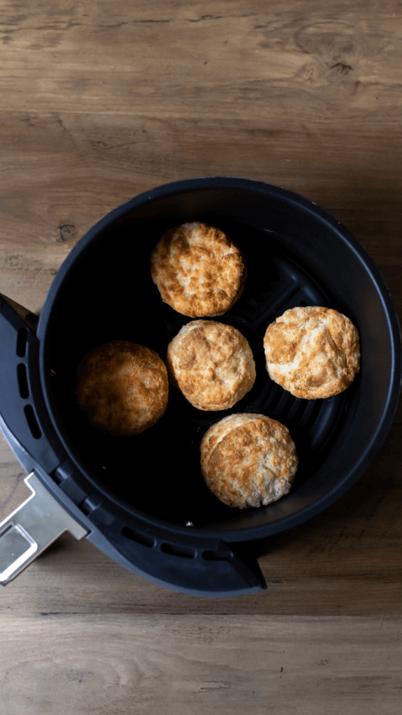 Biscuits in the air fryer after cooking