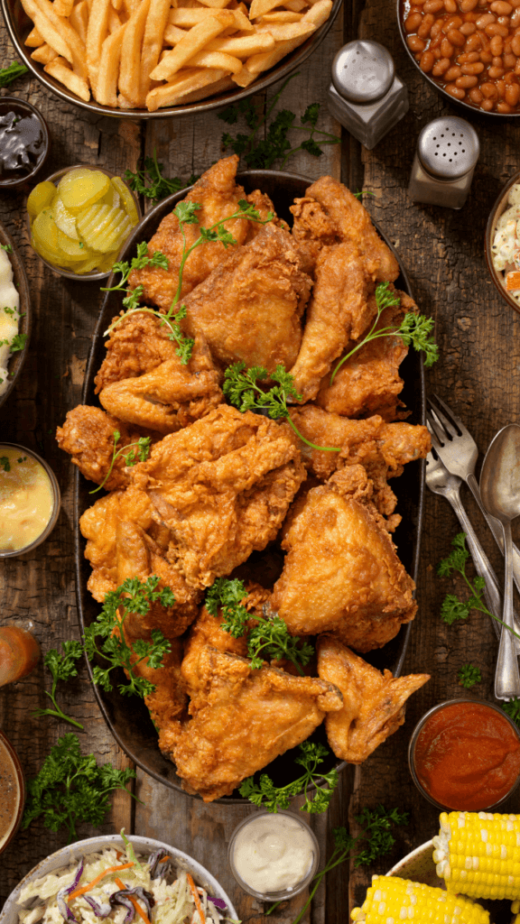 Finished Fried Chicken on a Platter