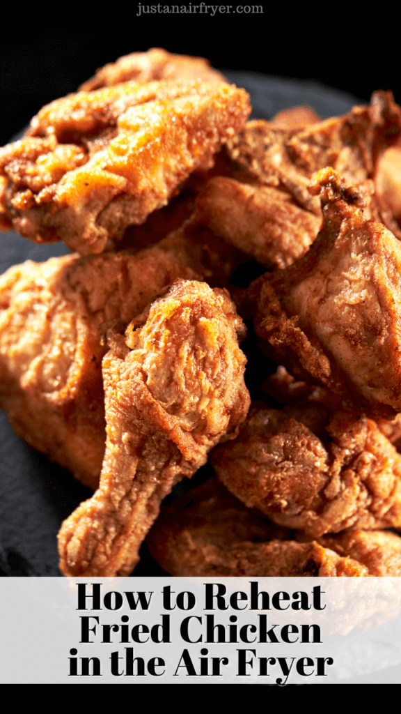 close up of fried chicken reheated in the air fryer